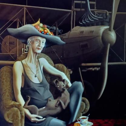 176/1980 Het bezoek aan het oorlogsmuseum afm.80bx100h particuliere collectie